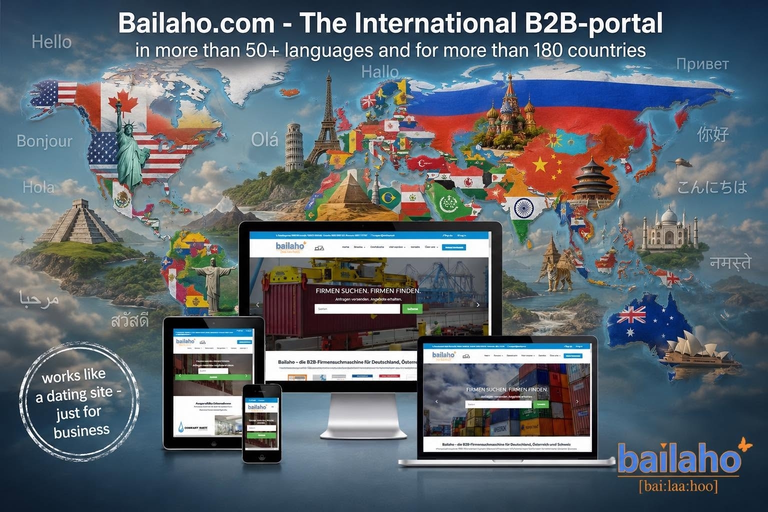Bailaho erweitert Angebot um internationale Exportpage in über 50 Sprachen und für mehr als 180 Länder Firmensuche B2B Firmen